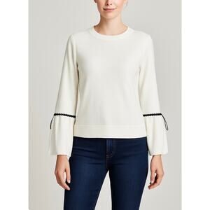 White + Warren Cotton Blend Bell Sleeve Sweater Size Small